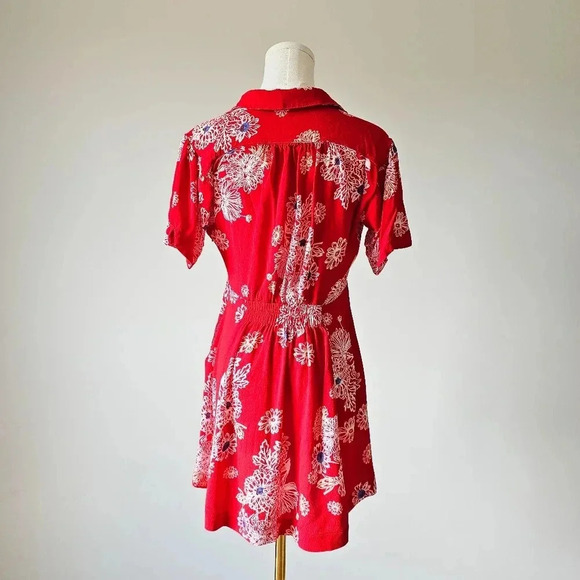 Free People Size XS Hawaiin printed v neck fit and Flare  viscose dress pocke… - Picture 5 of 11